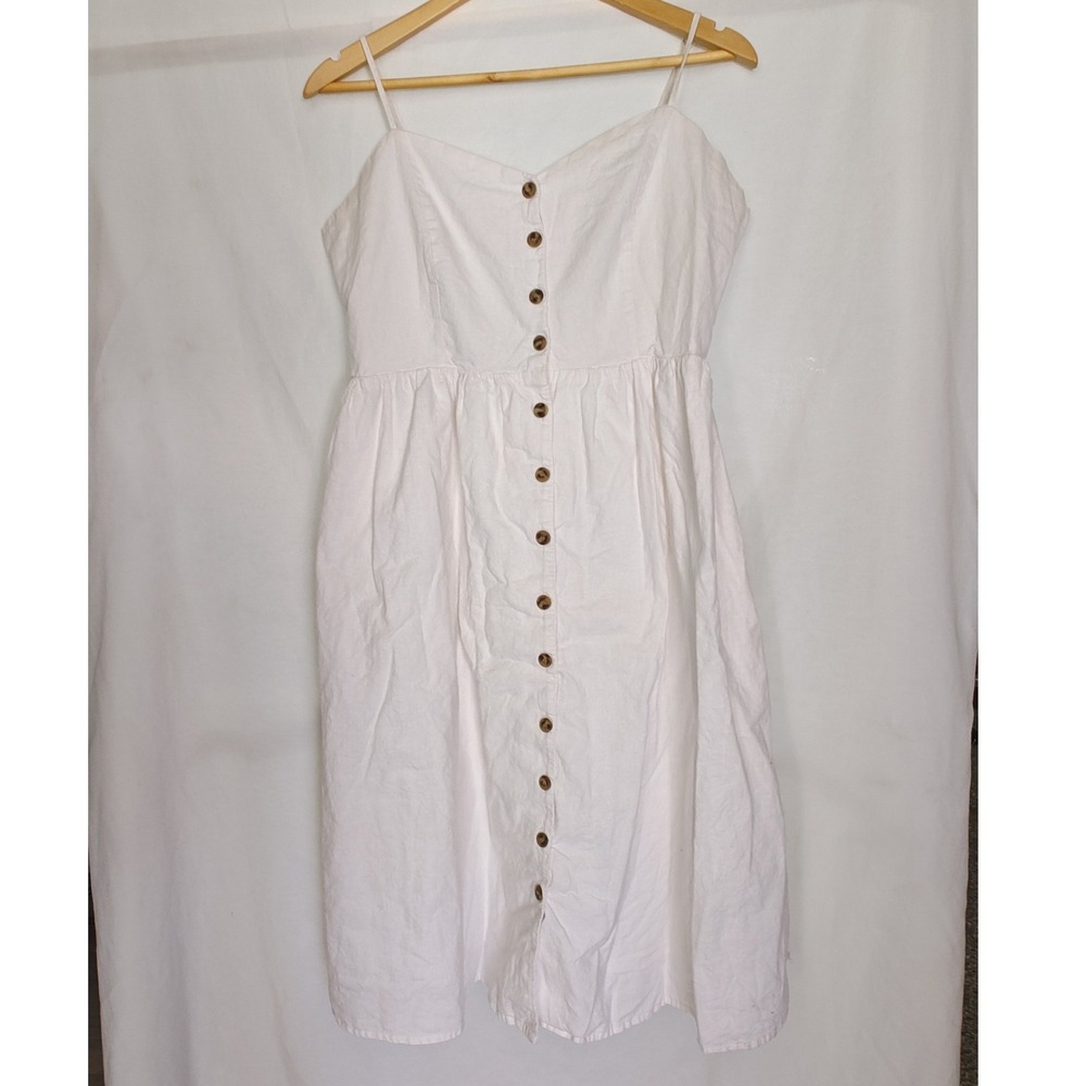 H&M White Button-Front Midi Sundress